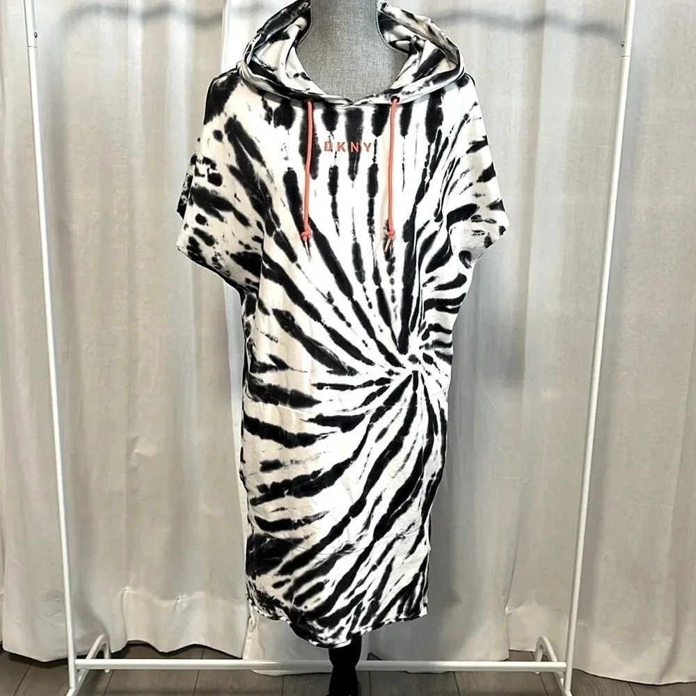 DKNY SPORT NWOT 100% Cotton Tie Dye Sweatshirt Dress, Size L